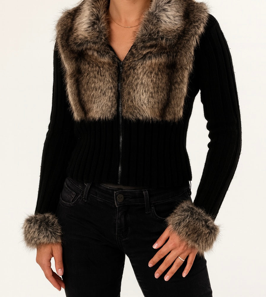 EXCLUSIVE FUR SWEATER - BLACK