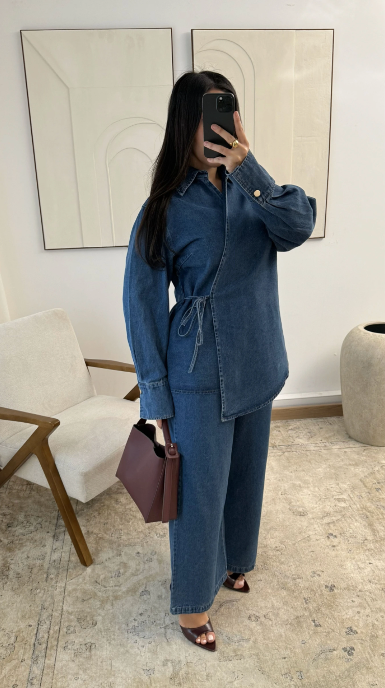 Denim Two-Piece Set - Blue