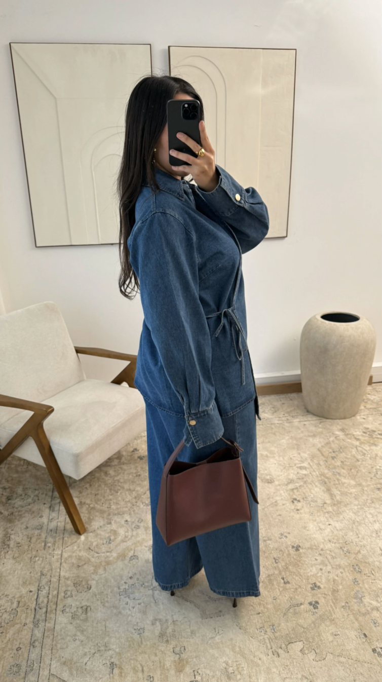 Denim Two-Piece Set - Blue