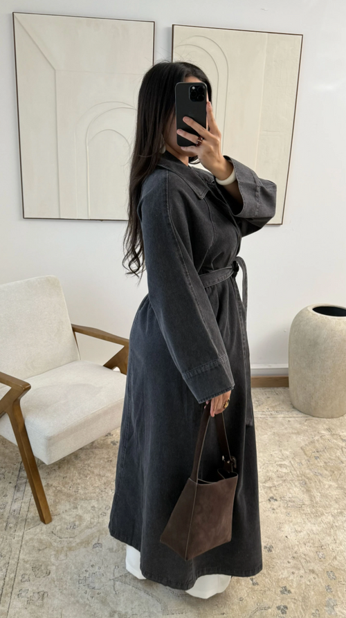 Jeans-Trenchcoat – Schwarz