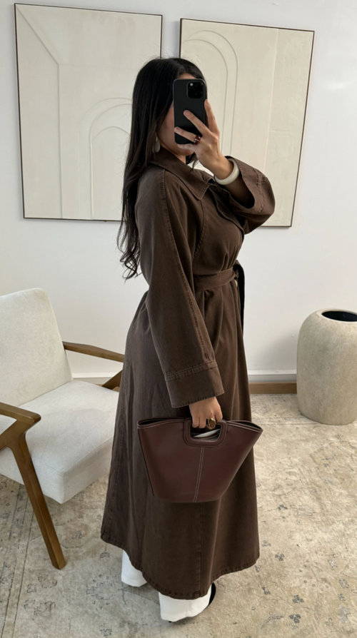 Jeans-Trenchcoat - Braun
