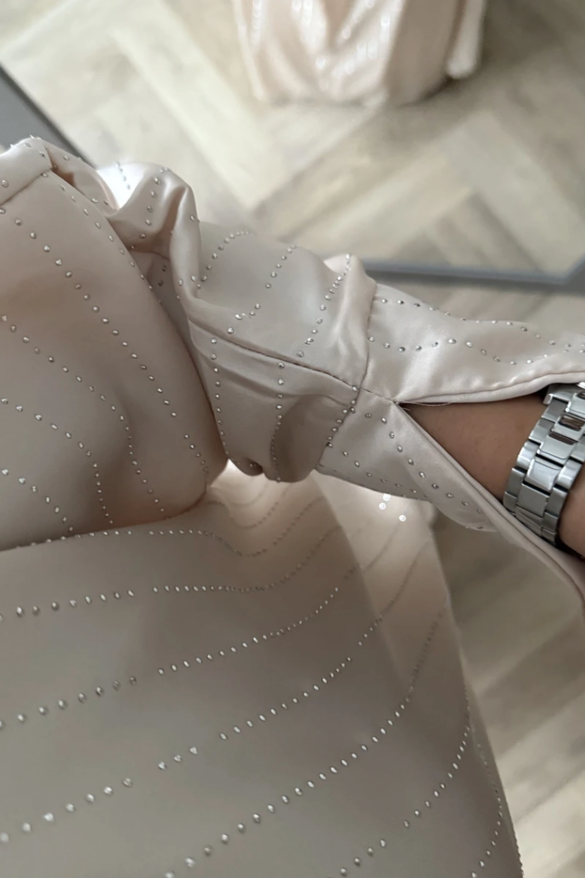 Rhinestone Kimono - Beige