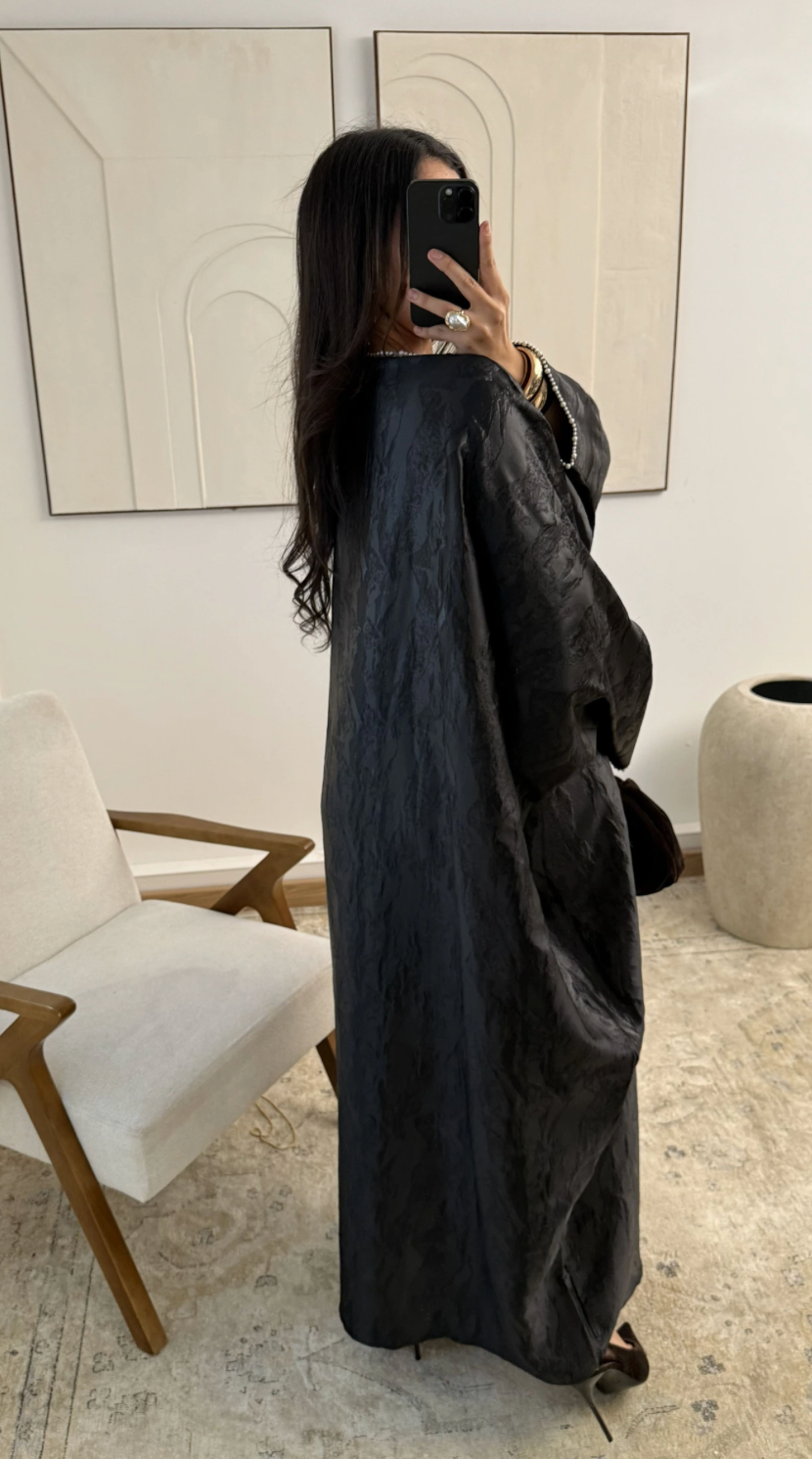 Butterfly Pearl Abaya - Black