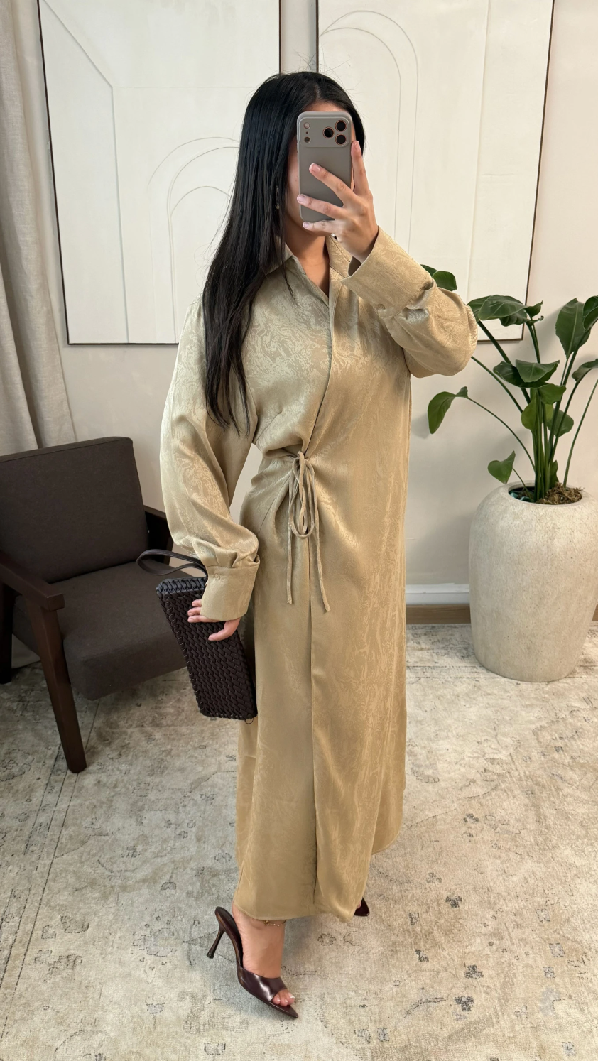 Amore dress with side bow - taupe