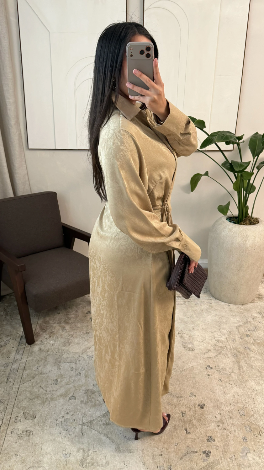 Amore dress with side bow - taupe