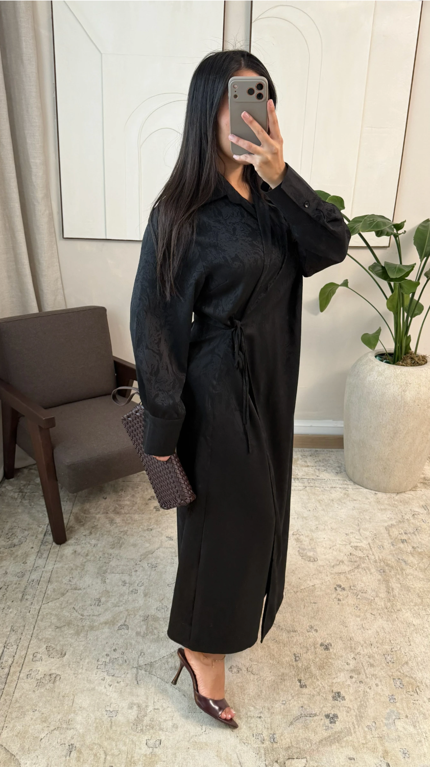 Amore dress with side bow - black