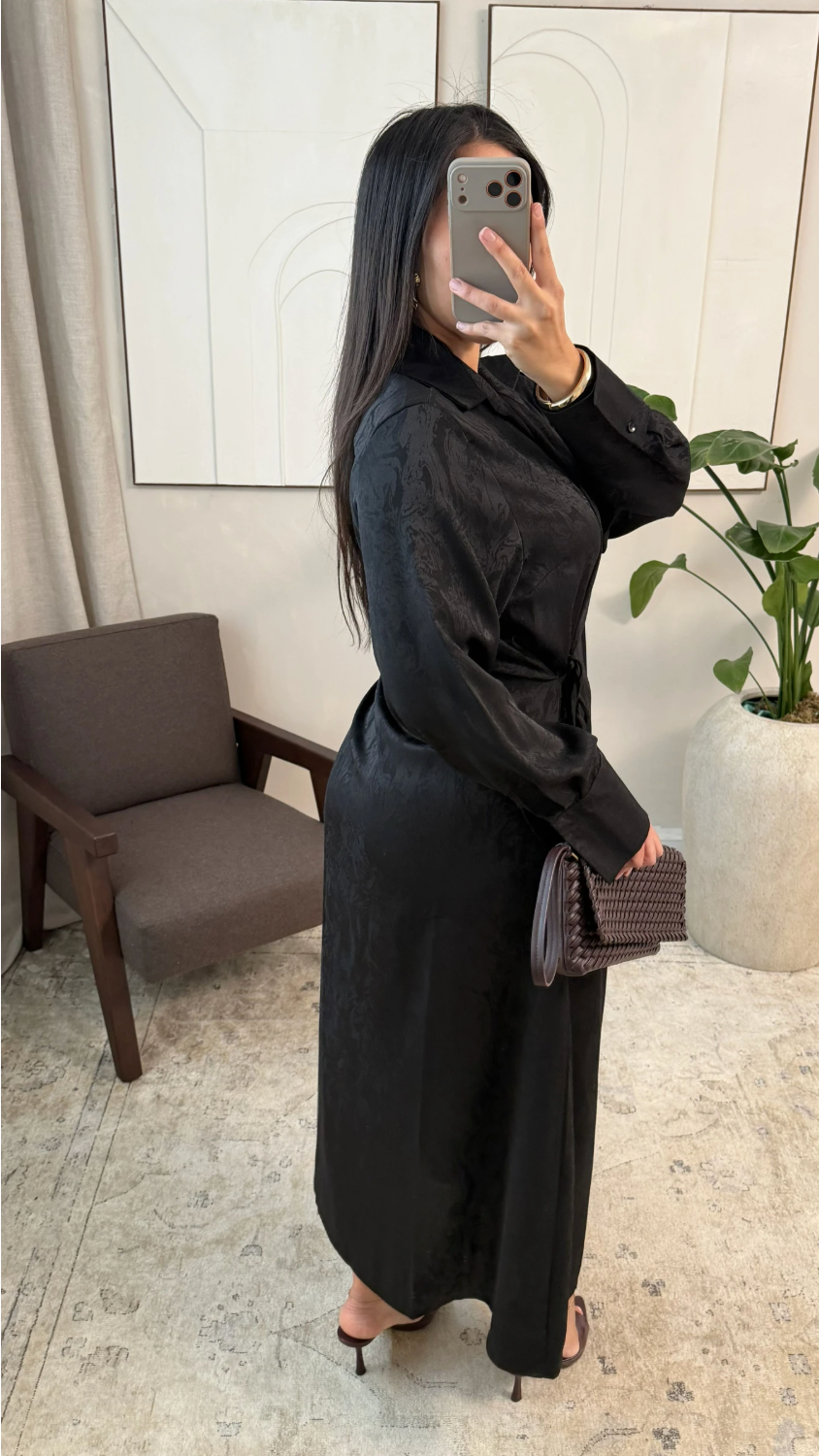 Amore dress with side bow - black