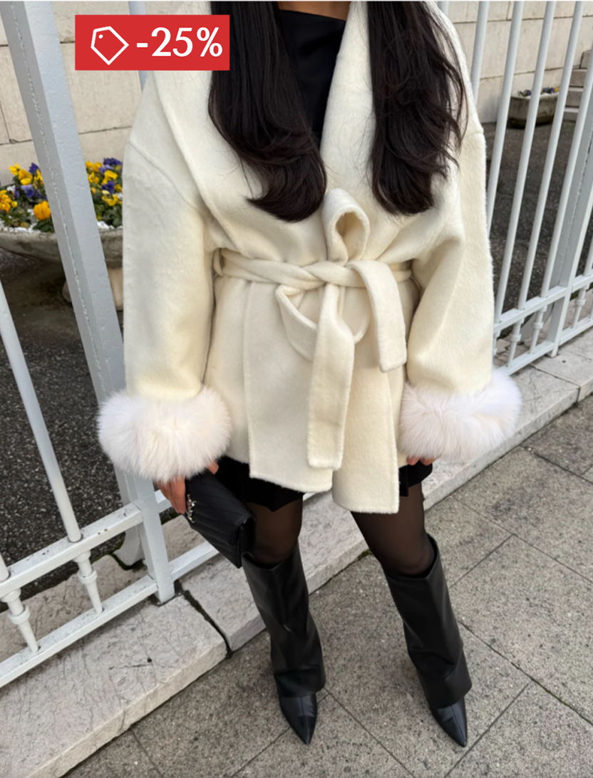 WOOLCOAT WITH FUR- WHITE