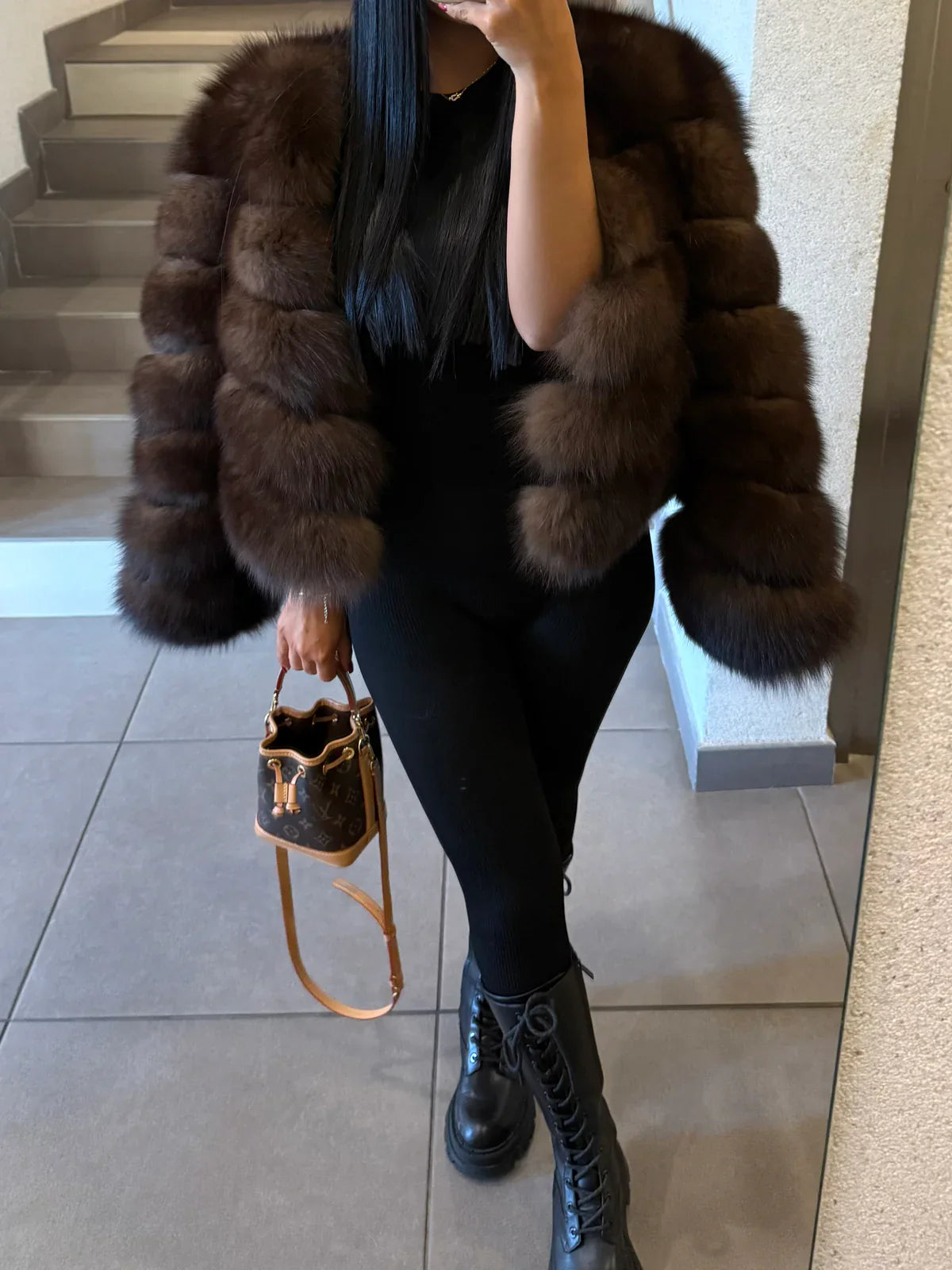 PARIS PELZJACKE - BRAUN