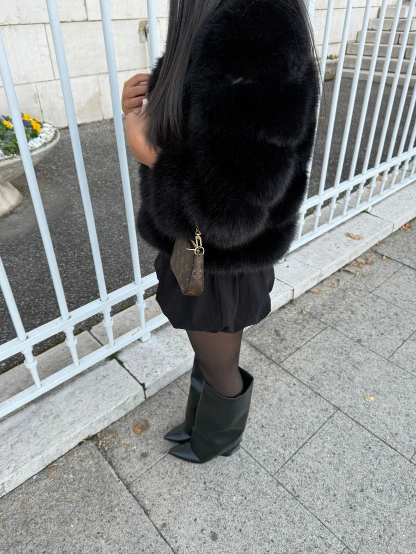 PARIS PELZJACKE - SCHWARZ