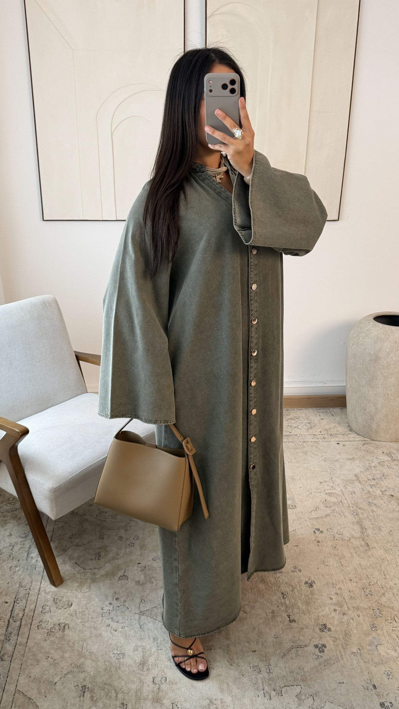 Amore - Olive Denim Dress