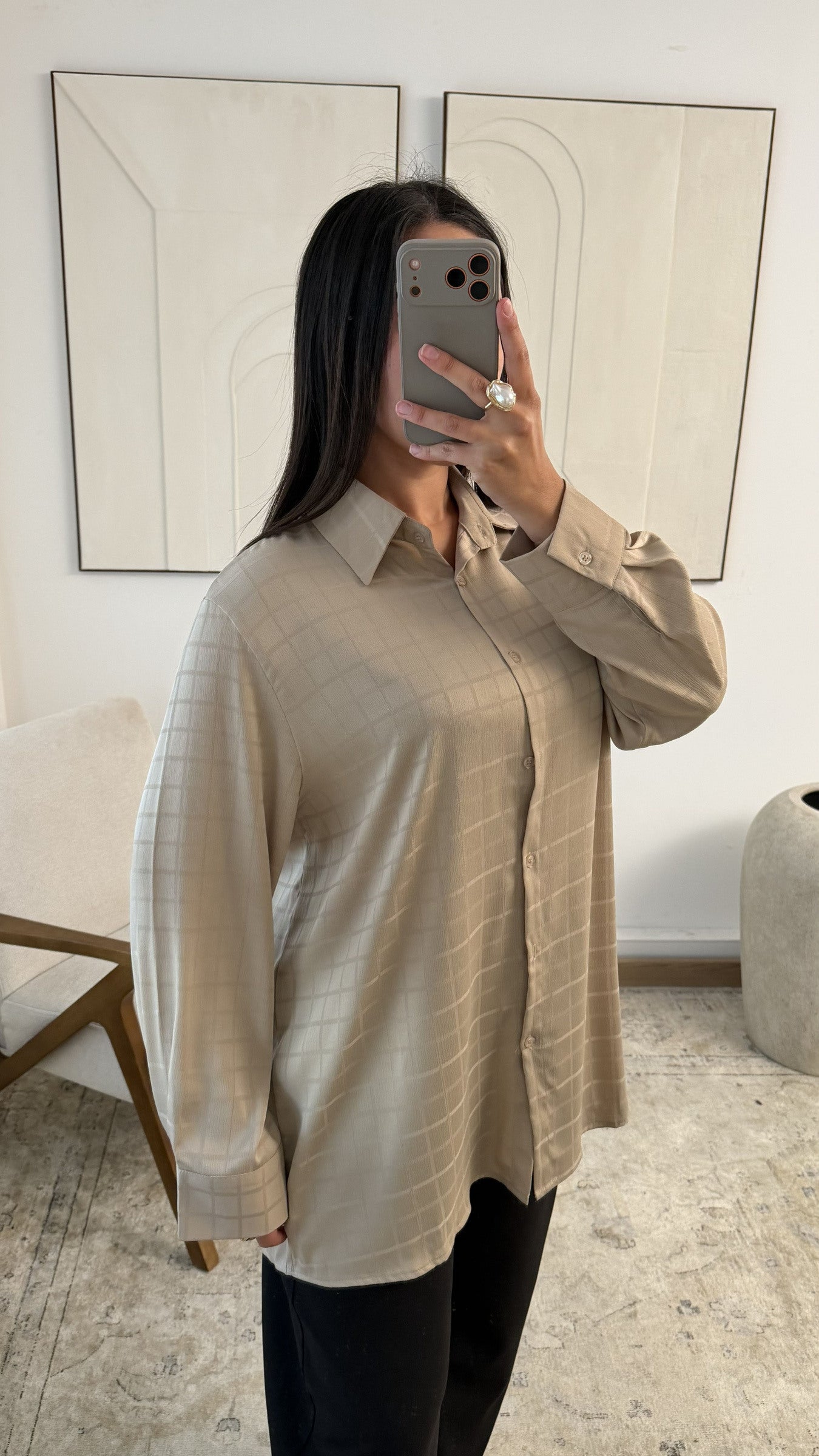 Amore - Beige Checkered Flannel
