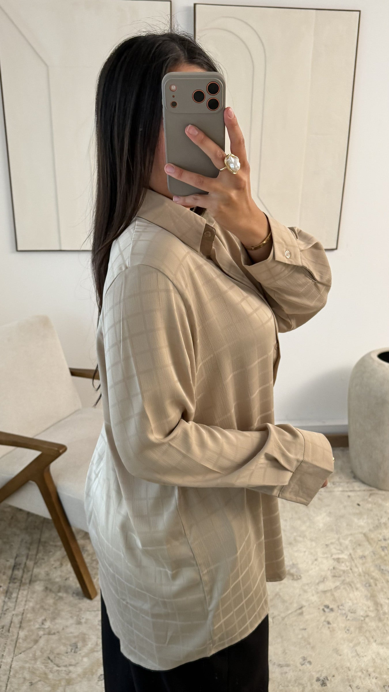 Amore - Beige Checkered Flannel