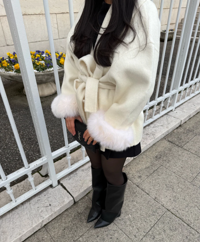 WOOLCOAT WITH FUR- WHITE