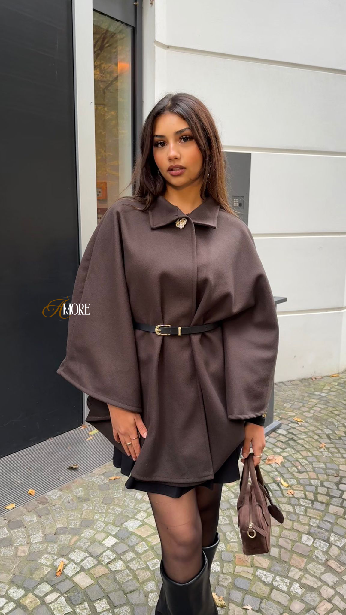 AMORE PONCHO - BROWN