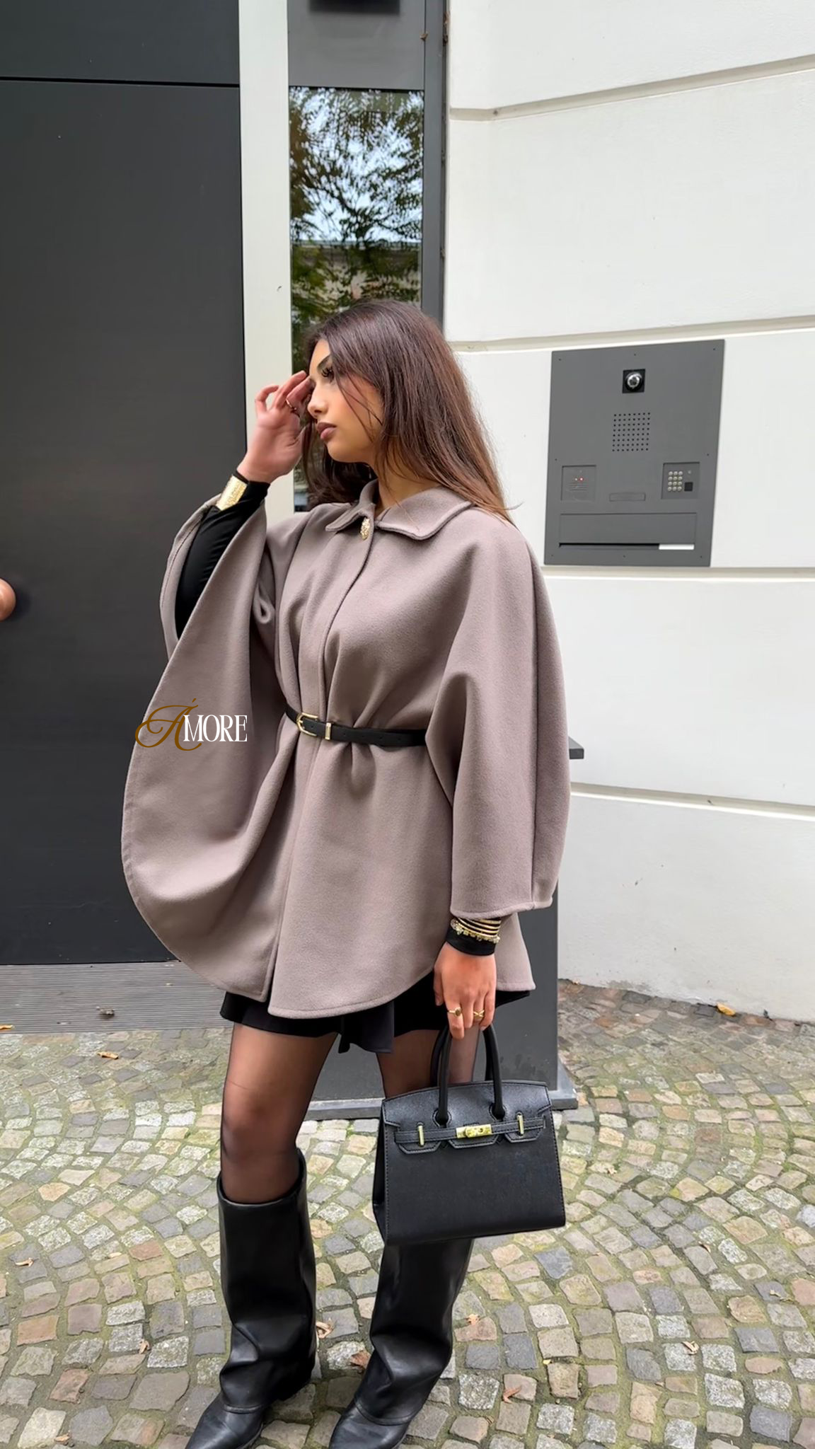 AMORE PONCHO - TAUPE