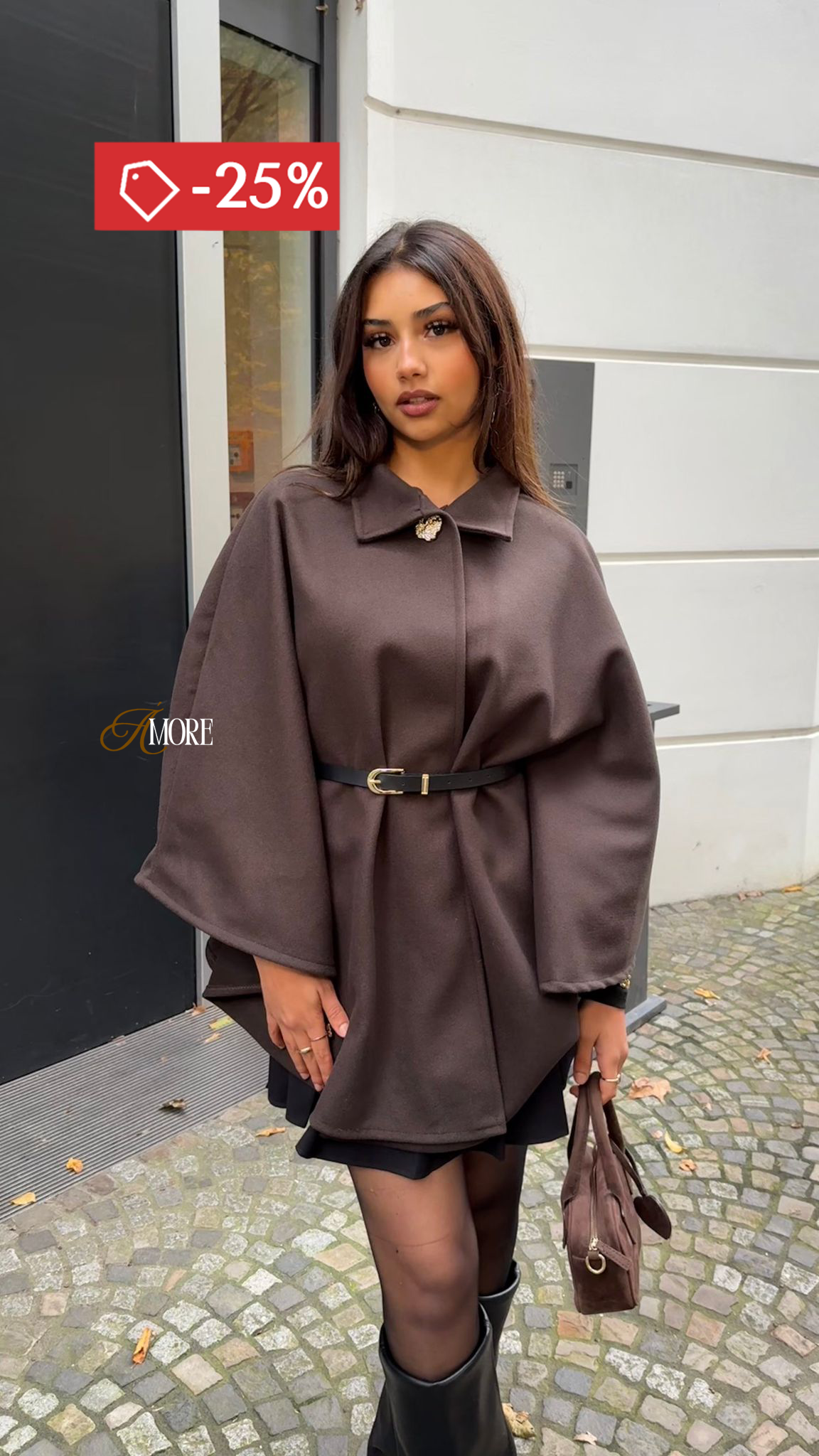 AMORE PONCHO - BROWN