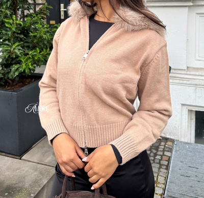 AMORE FUR JACKET- BROWN