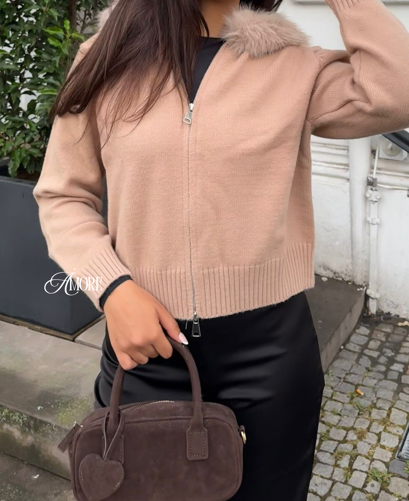 AMORE FUR JACKET- BROWN