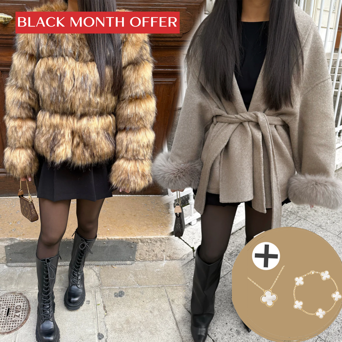 WOOLCOAT + PARIS FUR JACKET + FREE NECKLACE
